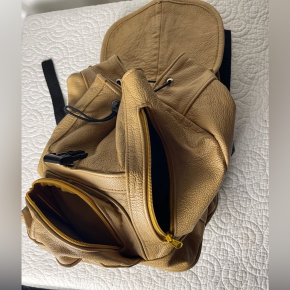 Soft Leather 90s Drawstring Backpack in Camel - Picture 8 of 11